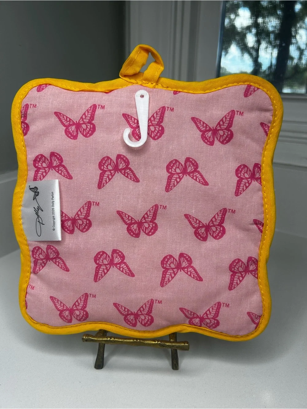 NWT Dolly Parton summer yellow pink stripe pot holder
